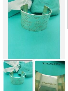 Tiffany & Co. Script Engraved Sterling Cuff Bracelet - Silver